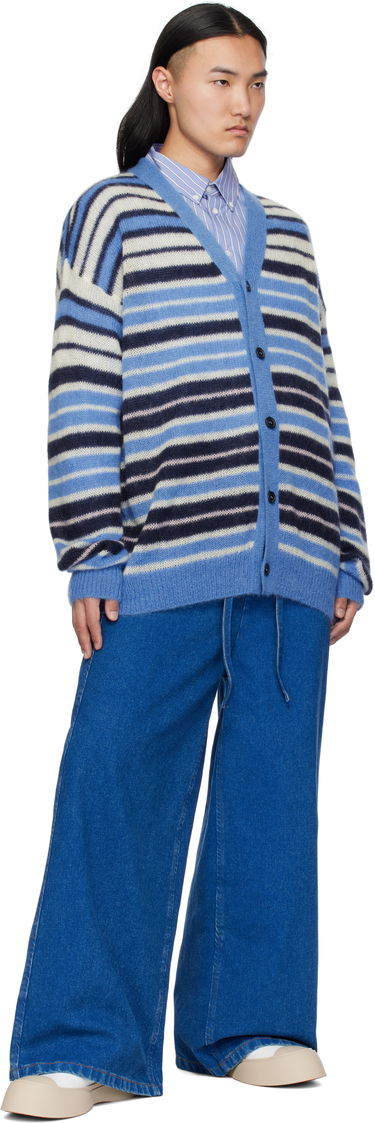 Sveter Marni Marni Lightweight Fuzzy Wuzzy Stripe Cardigan Modrá | CDMG0153Q0 UFU178, 3