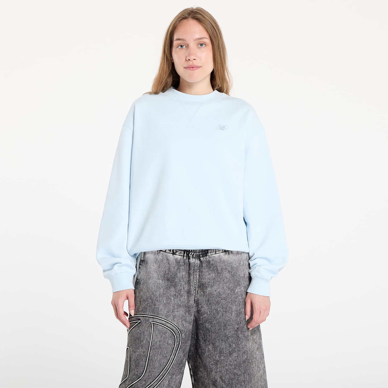 Mikina New Balance Sweatshirt Athletics French Terry Crew M Modrá | WT41500FRL, 0