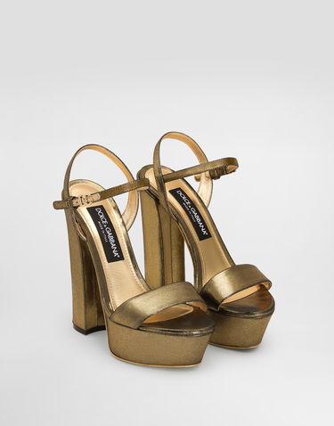 Tenisky a topánky Dolce & Gabbana Foiled Organzine Platform Sandals Metalická | CR1781A573680997, 1