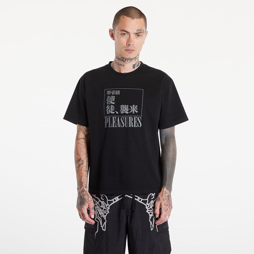 Tričko Pleasures Angel Attack Heavyweight Short Sleeve Tee Faded Black Čierna | P24E006 BLACK