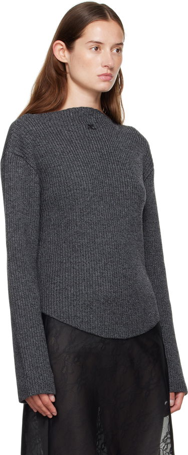 Sveter Courrèges Courrèges Boatneck Ribbed Wool Sweater Šedá | 325MPU239FI0036, 4