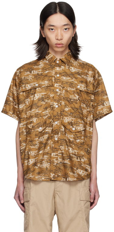 Košeľa BEAMS BEAMS PLUS Adventure II Biplane Print Shirt Hnedá | 3801-0122-791, 0