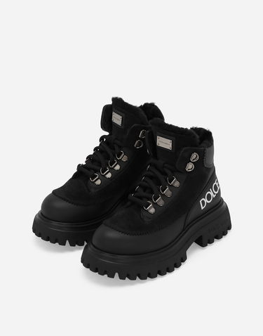 Doplnky Dolce & Gabbana Dolce & Gabbana Nubuck and Calfskin Ankle Boots with Logo Čierna | DA5177AL69680999, 3