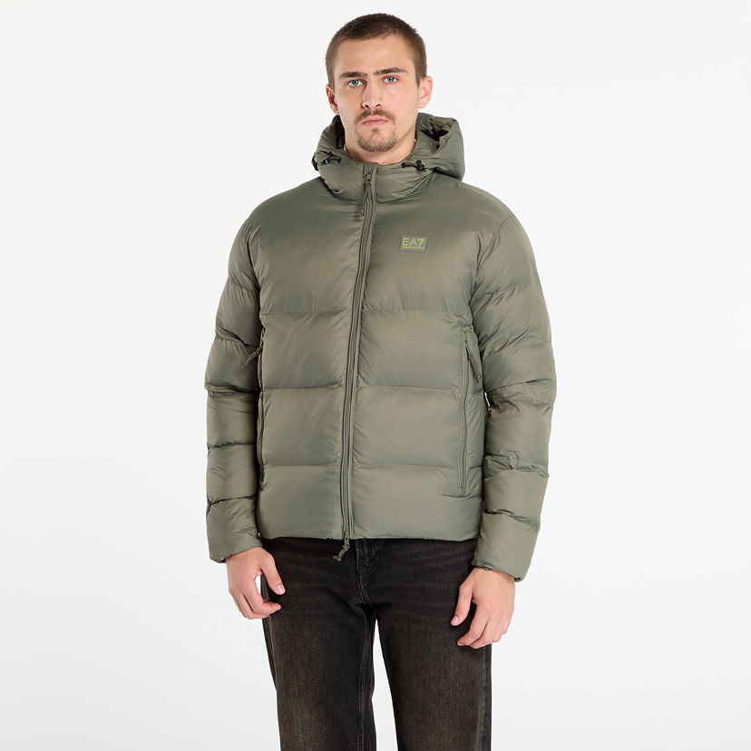 Prešívaná bunda Emporio Armani Mountain Polar Big Logo Hooded Puffer Jacket Zelené | 7M000694AF15956U8142