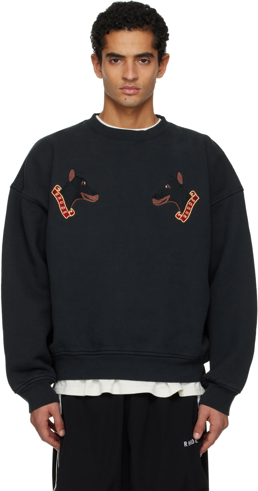 Mikina Rhude London Hound Crewneck Sweatshirt Čierna | RHPF25ST01012