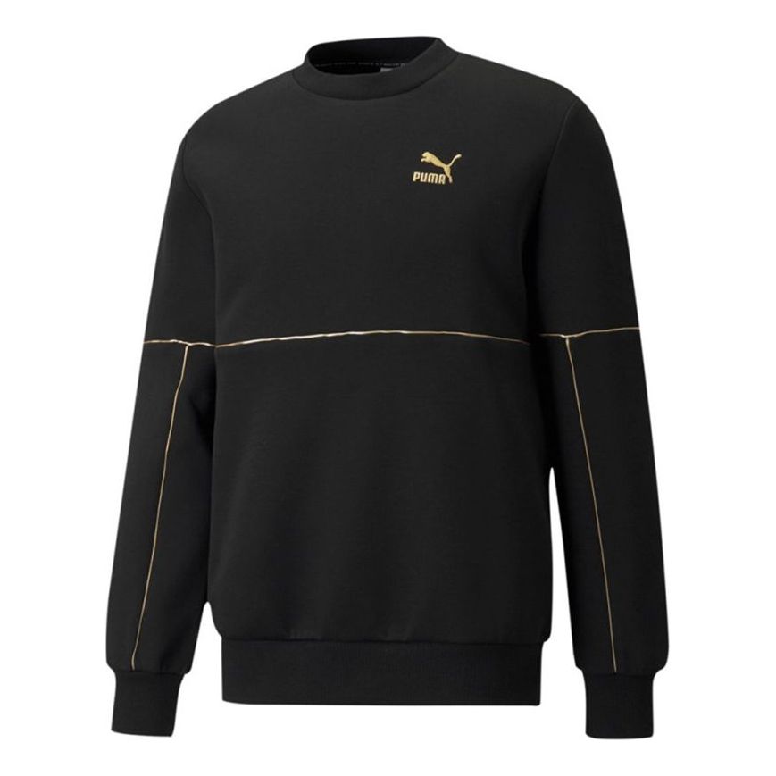 Sveter Puma Luxe Crew Embroidered Logo Pullover Čierna | 534410-01, 0