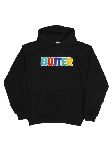 Mikina Butter Goods Round Chenille Hoodie Čierna | butter-goods-rounded-chenille-applique-pullover-hoodie-black