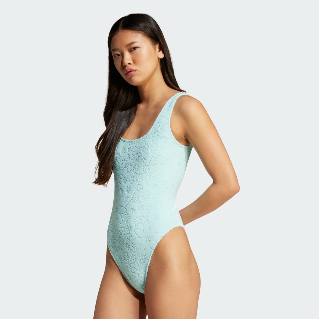 Plavky adidas Performance Floral One Piece Swimsuit Zelené | JG1045, 0
