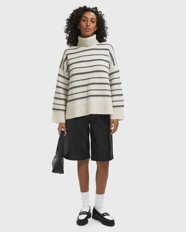 Sveter Samsoe Samsoe Striped Turtleneck Sweater Biela | F25300177-CLR002299, 2