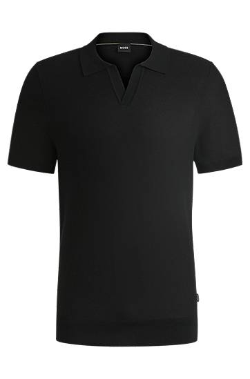 Polo tričko BOSS Knit Sweater with Johnny Collar Čierna | 50537654, 0