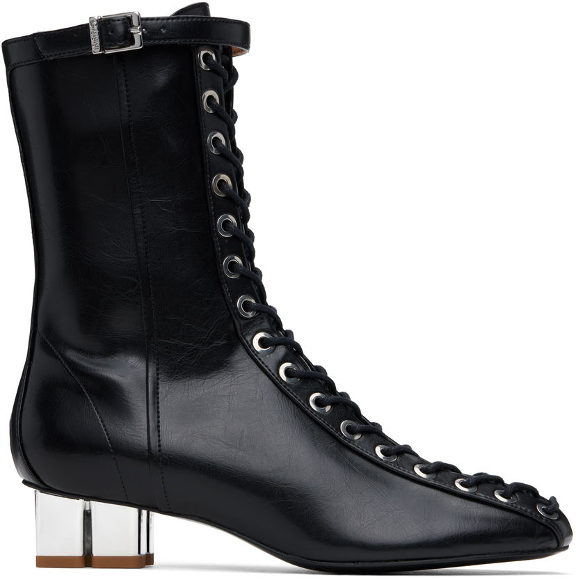 Tenisky a topánky GANNI GANNI Oleatex Eyelets Lace-Up Boots Čierna | S2967