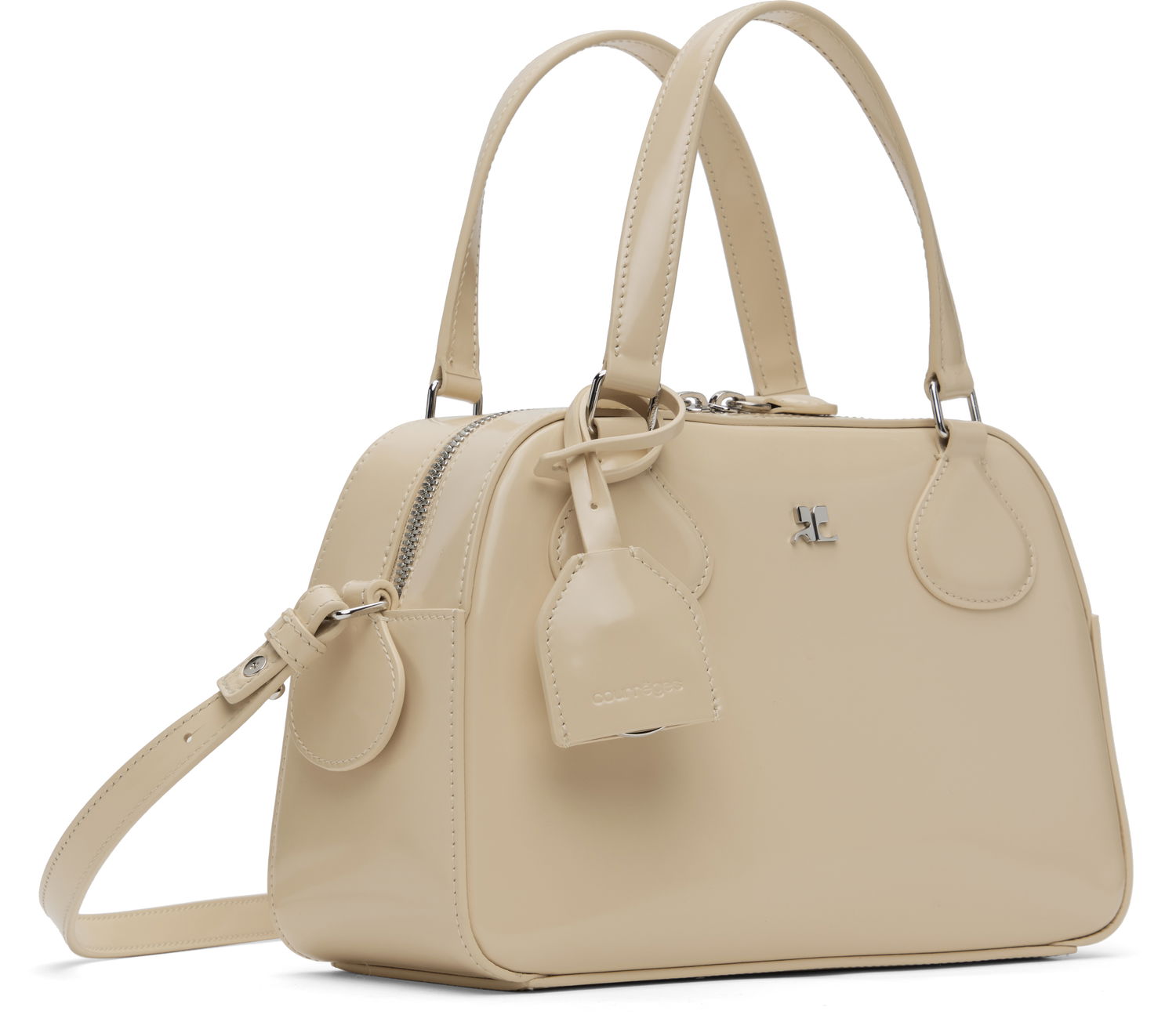 Taška cez rameno Courrèges Studded Leather Bowling Bag Béžová | 324GSA130CV0033, 1