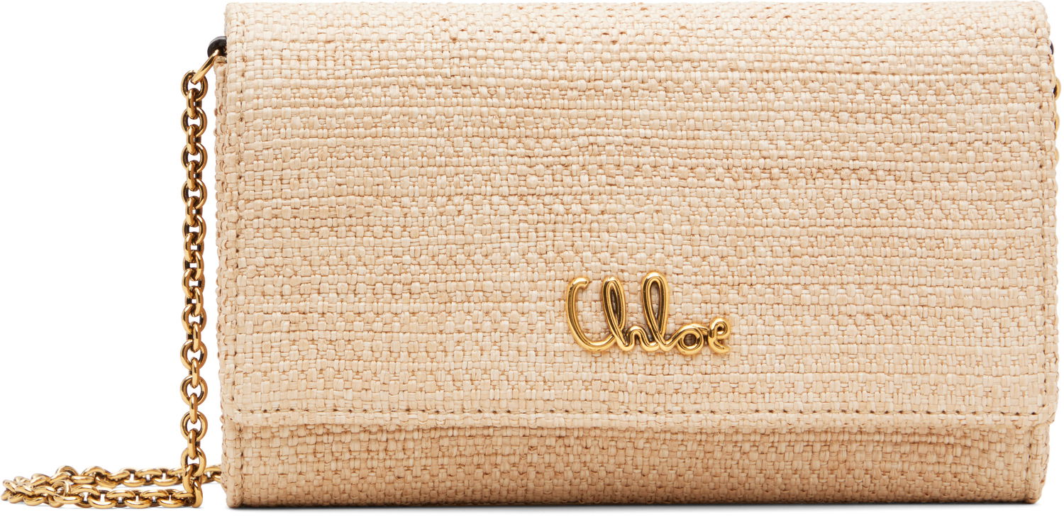 Taška cez rameno CHLOÉ Chloé Iconic Flap Wallet On Chain Clutch Béžová | CH25UP559P19, 0