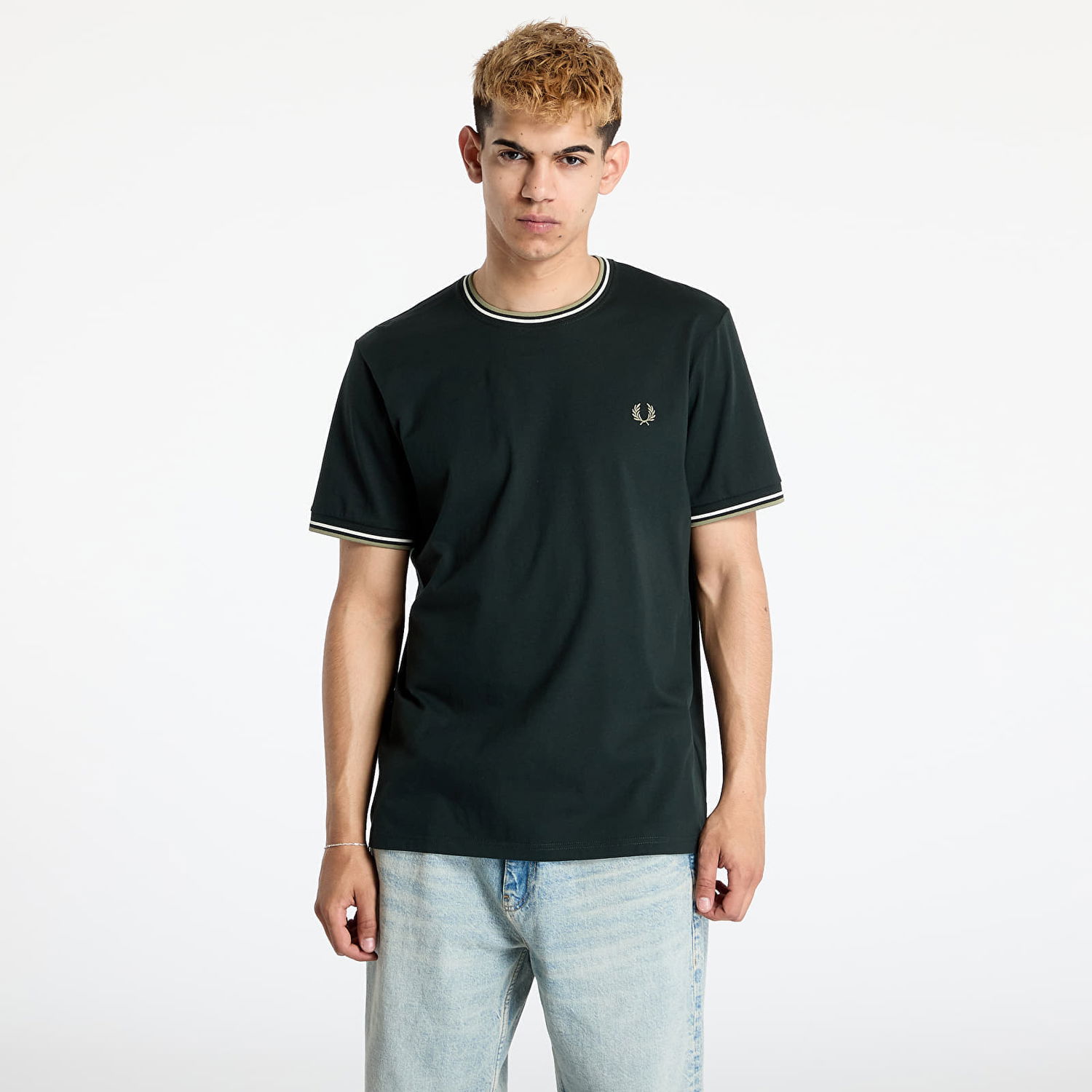 Tričko Fred Perry Fred Perry Twin Tipped T-Shirt Zelené | M1588 Y65, 0