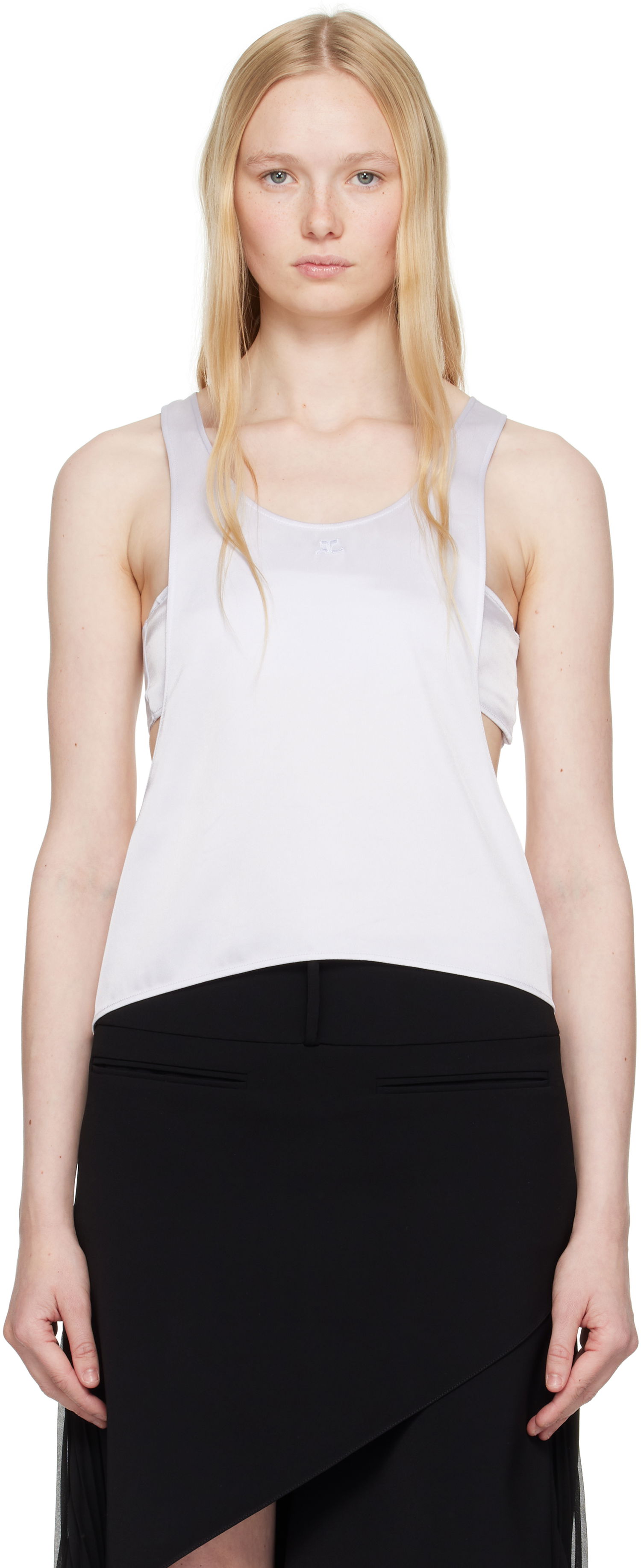 Tielko Courrèges Courrèges Infinity Satin Tank Top Biela | 225CDE131PL0160, 0
