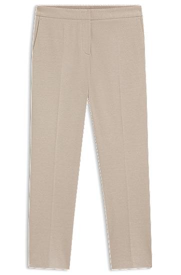 Nohavice BOSS Slim-fit trousers in patterned performance-stretch jersey Béžová | 50555740, 0