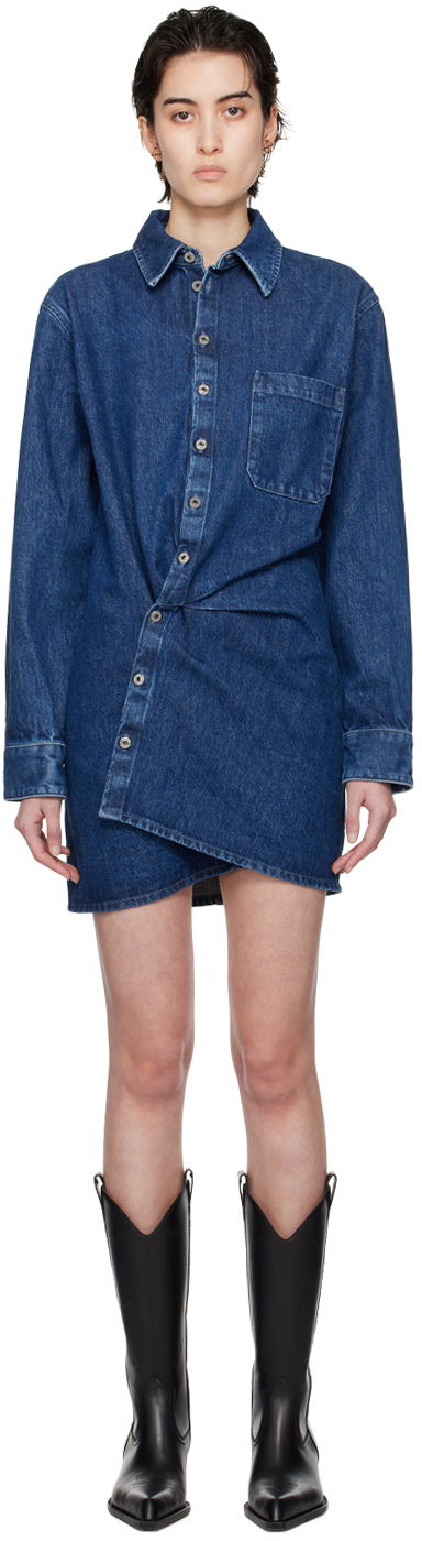 Šaty Off-White Blue Twisted Minidress Modrá | OWYM021S24DEN0014646, 0
