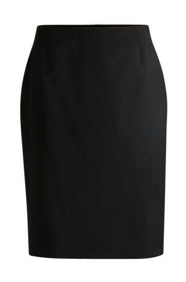 Sukňa BOSS Slim-Fit Virgin Wool Pencil Skirt Čierna | 50490036, 0