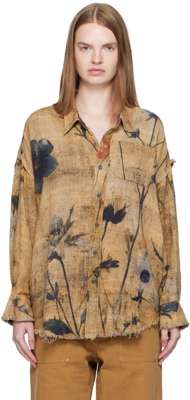 Košeľa R13 R13 Drop Neck Reversible Shirt Hnedá | R13WR463-R583B, 0