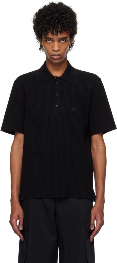 Polo tričko Courrèges Courrèges Rib Knit Polo Čierna | 125MPO047FI0001, 0