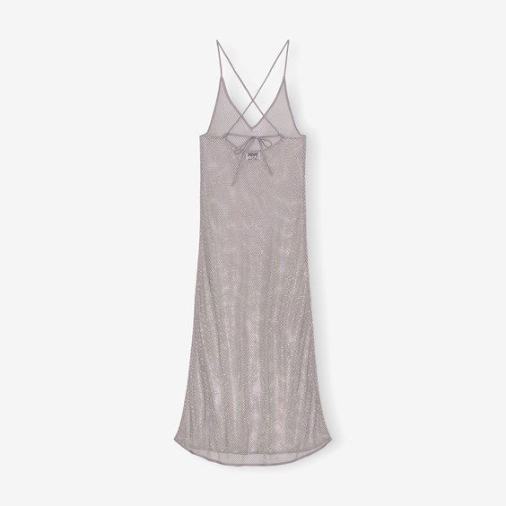 Šaty GANNI Embellished Mesh Dress Šedá | F7870-018, 0