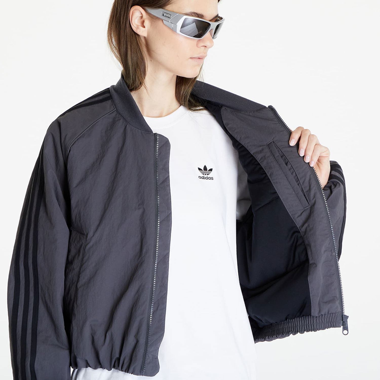 Bomber bunda adidas Originals refoil Oversized SST Jacket Šedá | II5651, 1