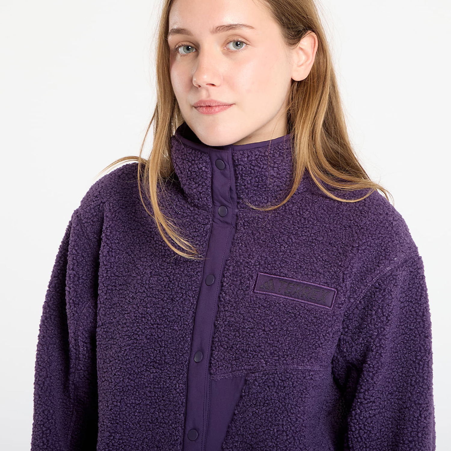 Mikina adidas Performance Terrex Xploric High Pile Fleece Pullover Fialová | JN0930, 1