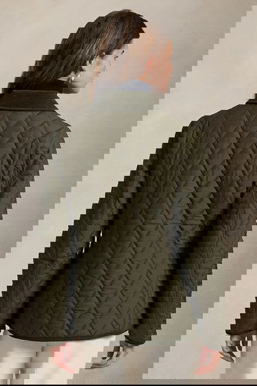 Bunda Polo by Ralph Lauren Lightweight Diamond Quilted Jacket with Corduroy Collar Zelené | 211965336, 1