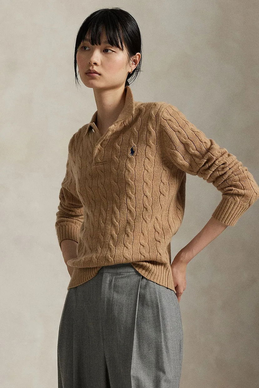 Sveter Polo by Ralph Lauren Polo Ralph Lauren Cable-Knit Wool Sweater Béžová | 211972132