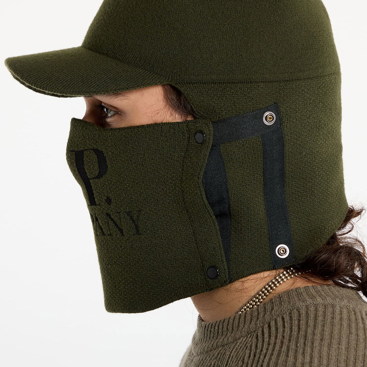 Kulicha C.P. Company Extrafine Merino Wool Visor Neck Hat Green Zelené | 17CMAC298A005509A-683, 1