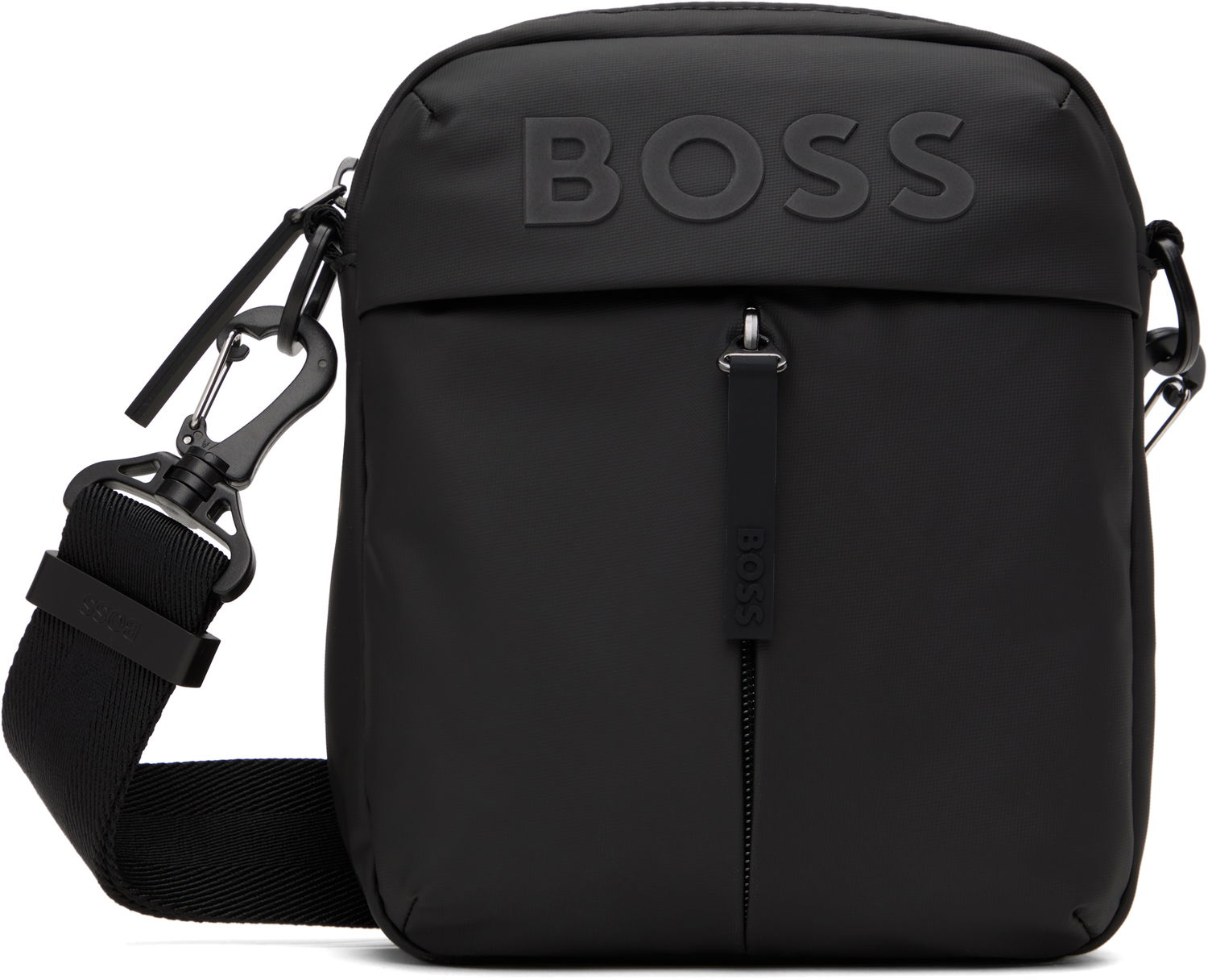Taška cez rameno BOSS Faux-Leather Reporter Bag Čierna | 50516893, 0