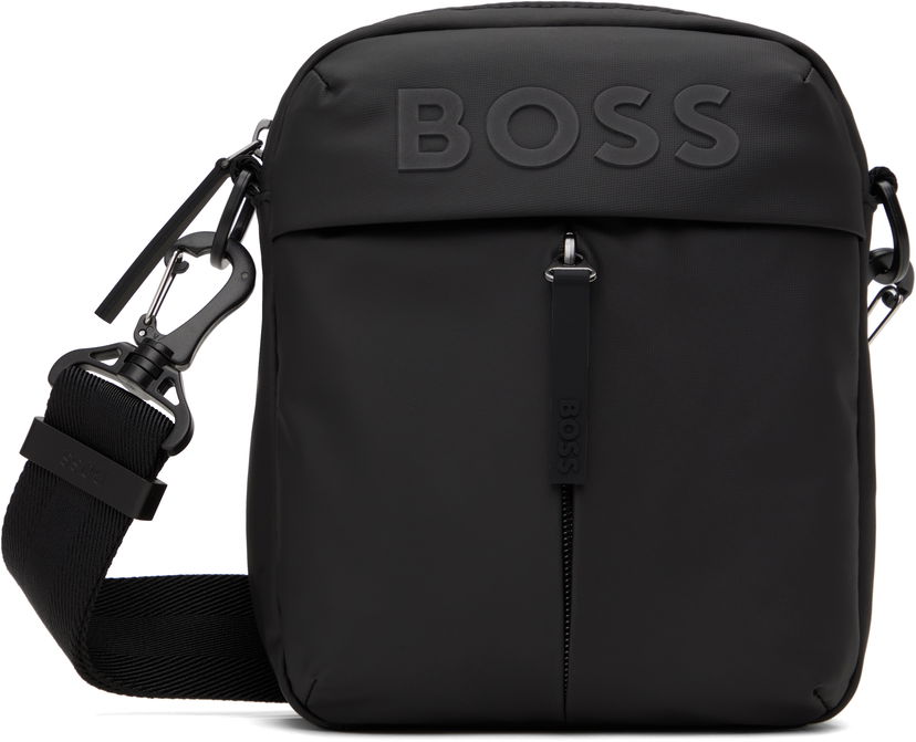 Taška cez rameno BOSS Faux-Leather Reporter Bag Čierna | 50516893