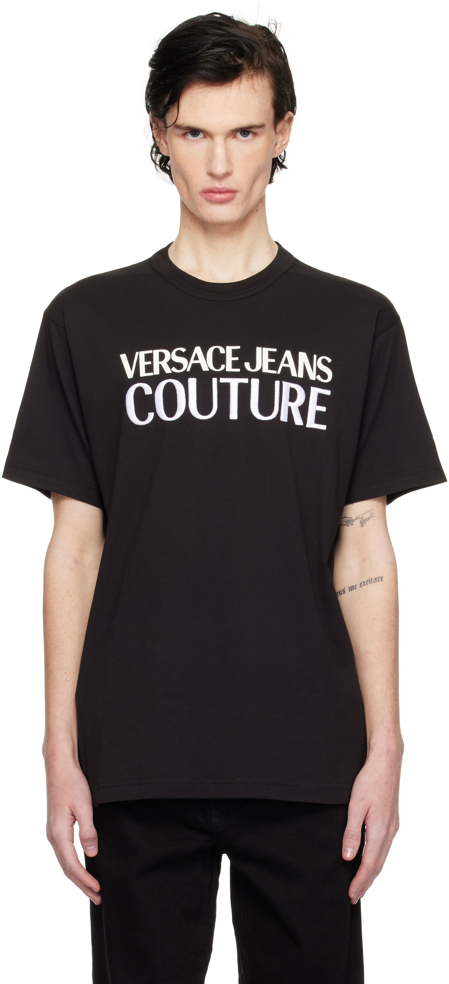 Tričko Versace Embroidered Logo T-Shirt Čierna | E77GAHL03_ECJ01L, 0