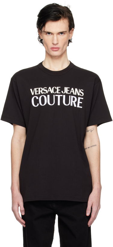 Tričko Versace Embroidered Logo T-Shirt Čierna | E77GAHL03_ECJ01L, 0