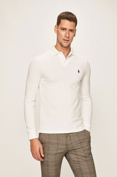 Polo tričko Polo by Ralph Lauren Long Sleeve Slim Fit Polo Biela | 710681126001, 0
