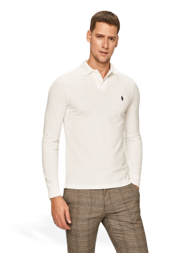 Polo tričko Polo by Ralph Lauren Long Sleeve Slim Fit Polo Biela | 710681126001