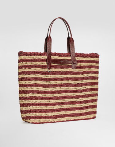 Tote bag Dolce & Gabbana Dolce & Gabbana Raffia Striped Shopper Tote Červená | BM2453A9U638B509, 1