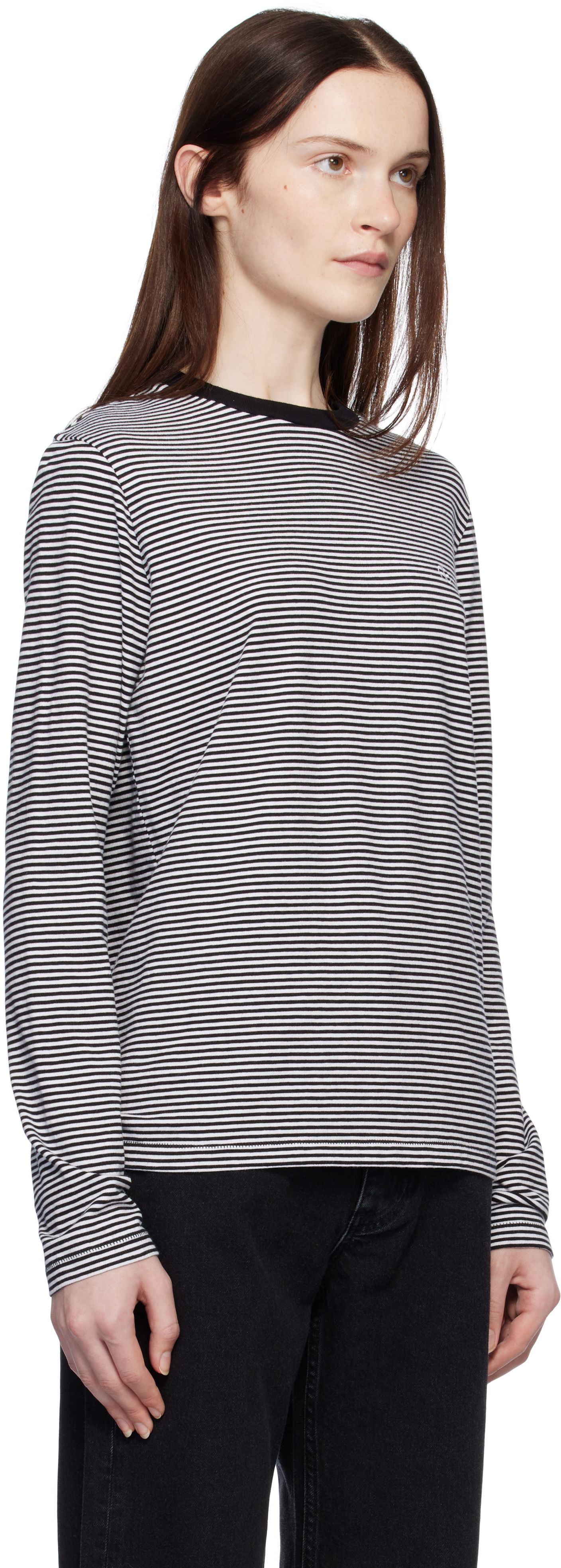 Tričko Anine Bing Rylan Striped Long Sleeve T-shirt Šedá | A-08-4280-074, 1