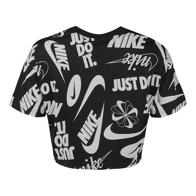 Crop Top Nike Just Do It Full Print Logo Short Sleeve T-Shirt Čierna | AR6348-010, 0