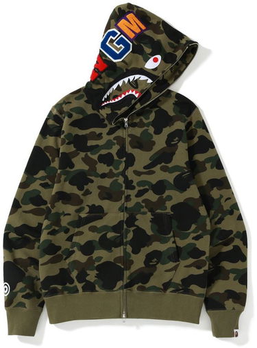 Mikina BAPE 1st Camo Shark Full Zip Hoodie Zelené | 001ZPJ801009M-GRN, 0