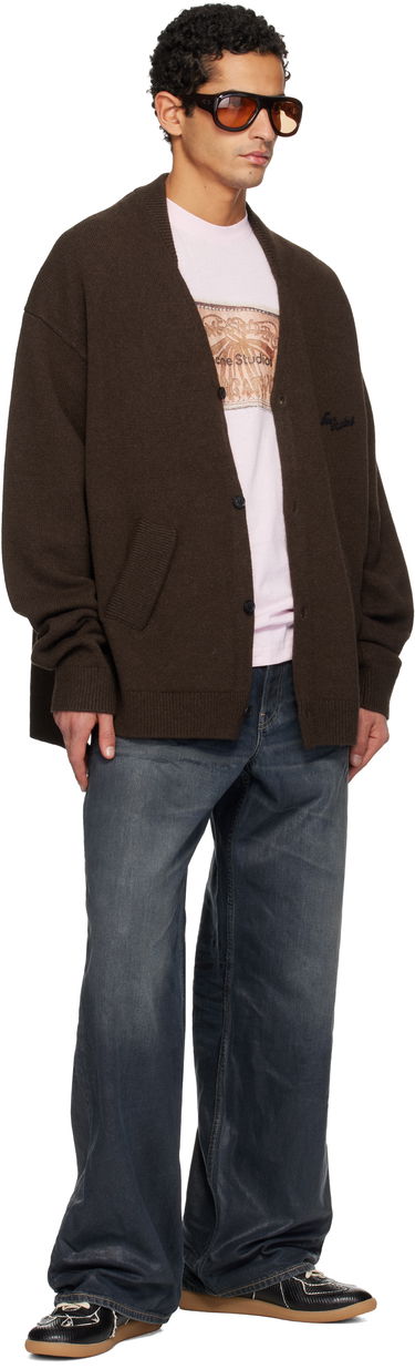 Sveter Acne Studios Wool V-Neck Cardigan Hnedá | B60381-, 3