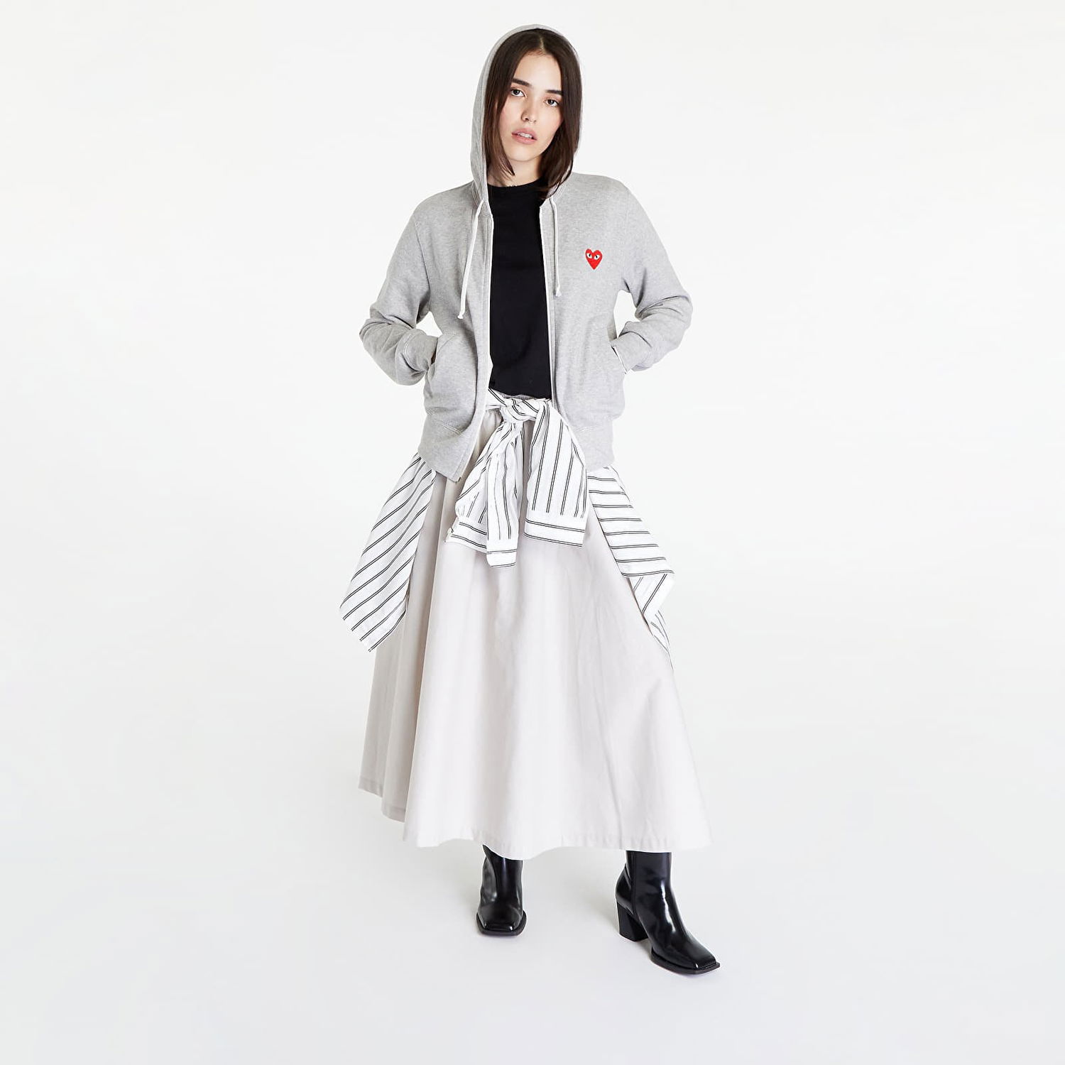 Mikina Comme des Garçons PLAY Knit Sweatshirt Top Šedá | AZT249 Top Grey, 0