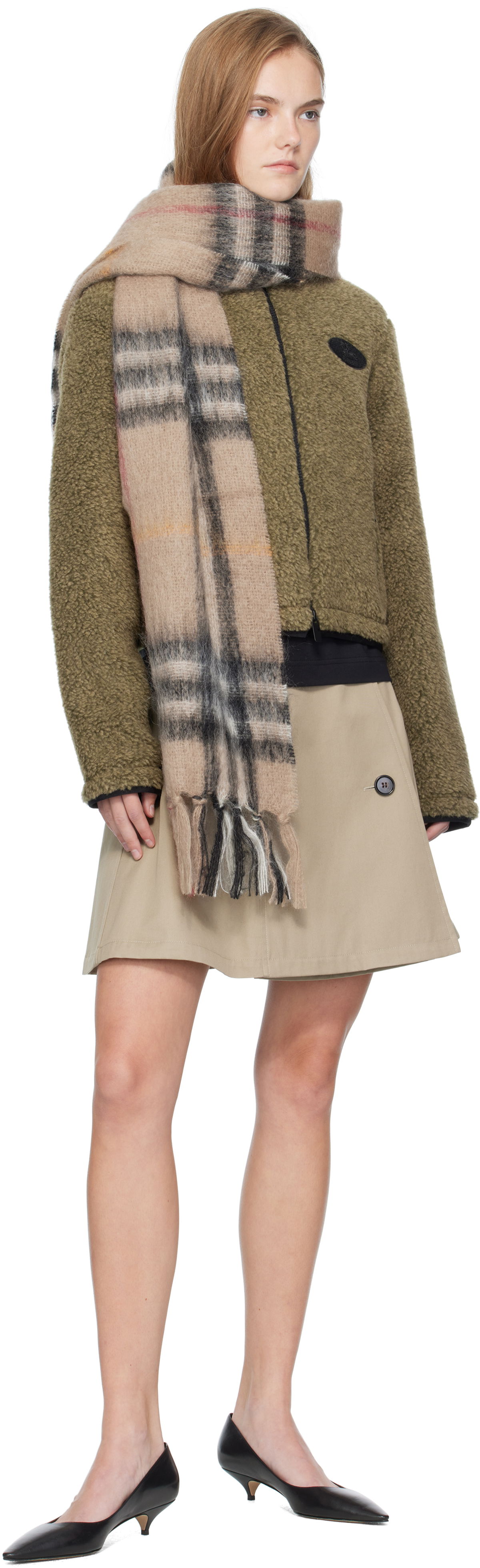 Šál Burberry Burberry Check Mohair and Wool Scarf Béžová | 8112967, 1