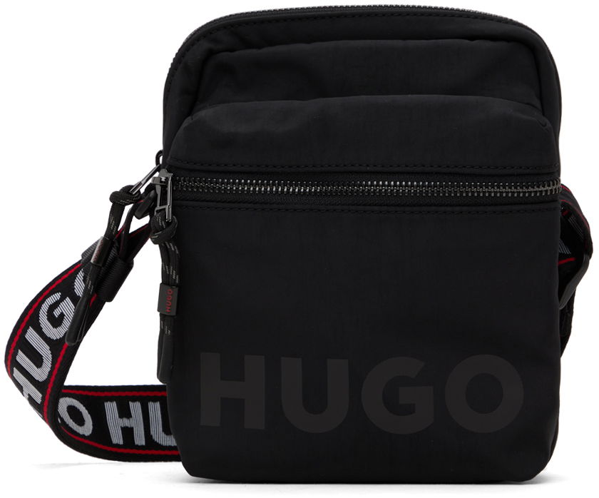 Taška cez rameno BOSS HUGO Logo-Print Reporter Bag Čierna | 50529432, 0