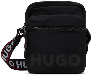 Taška cez rameno BOSS HUGO Logo-Print Reporter Bag Čierna | 50529432, 0