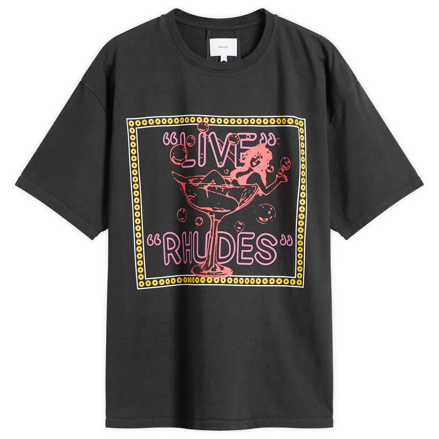Tričko Rhude Rhude Live Graphic T-Shirt, Size Large Čierna | RHPF25TT04012-0027, 0