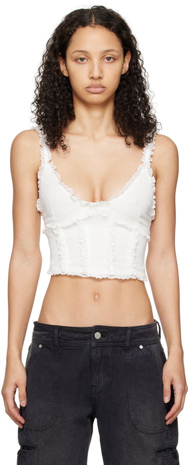 Tielko GUIZIO Guizio Soler Ruffle Trim Tank Top Biela | R24115W034, 0
