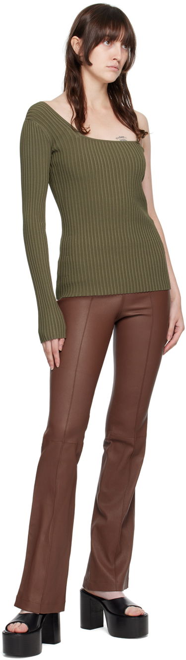 Tričko Helmut Lang One Shoulder Ribbed Long Sleeve Top Zelené | M06HW704, 3