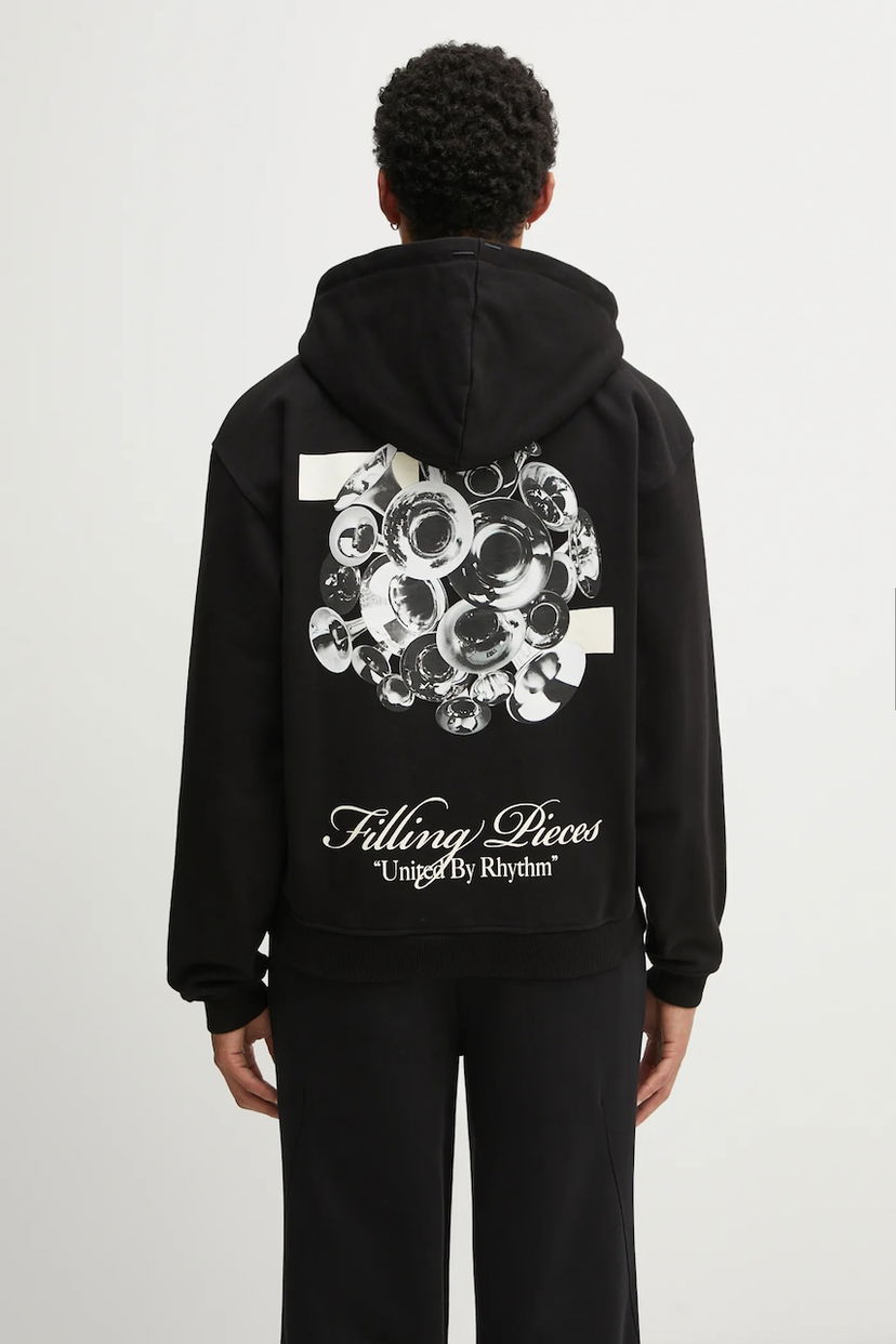 Mikina Filling Pieces Bouquet Zip Hoodie with Print Čierna | 422533501122