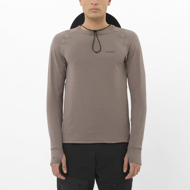Tričko Salomon Essential Lightwarm Ribbed Long Sleeve Base Layer Hnedá | LC2604000